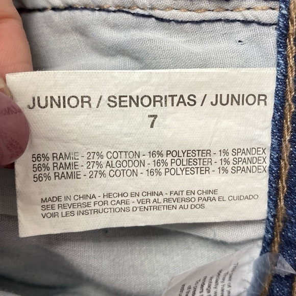 Material Girl Sparkly Rhinestone Distressed Tall Flare Jeans Women's Junior 7 - Picture 10 of 12